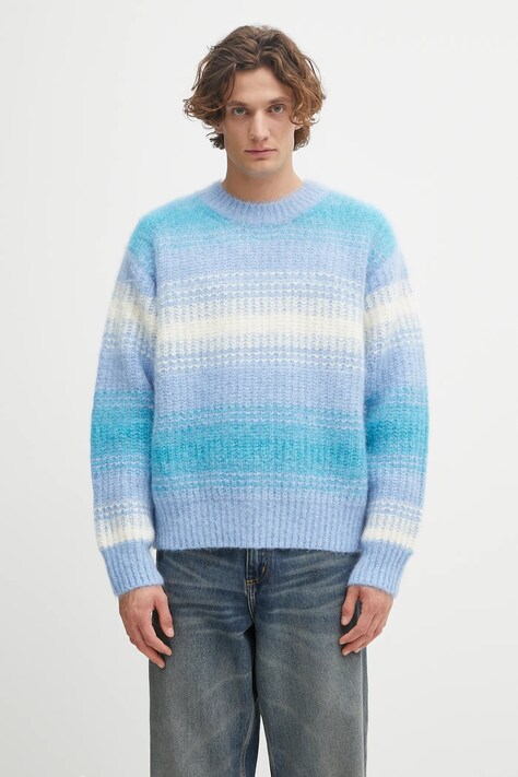 Sveter s prímesou vlny Kenzo Speed Stripe Jumper modrá farba, teplý, FF65PU7653CG