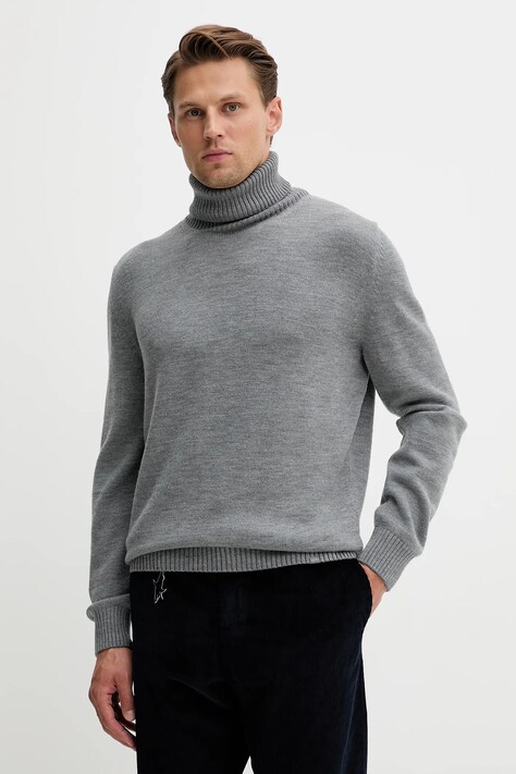 Paul&Shark sweter wełniany męski kolor szary z golferm 15311064