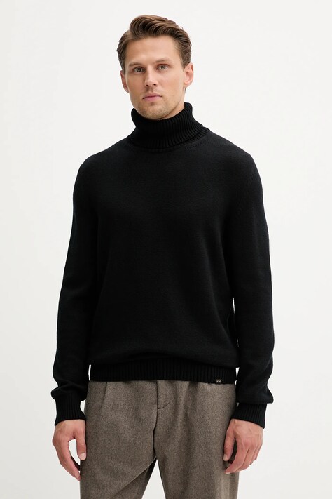 Paul&Shark sweter wełniany męski kolor czarny z golferm 15311064