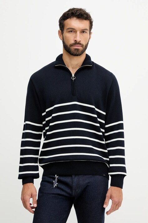 Paul&Shark sweter z wełną męski kolor granatowy lekki z golferm 15311142