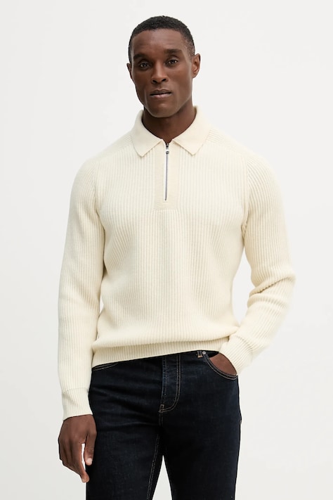 Svetr s příměsí vlny Paul&Shark béžová barva, 15311163