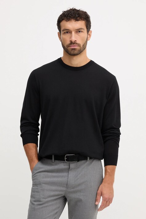 Paul&Shark sweter wełniany męski kolor czarny lekki 99311015
