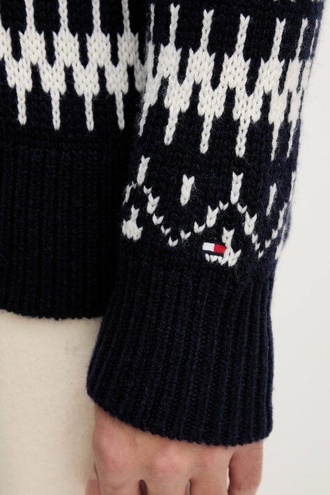 Tommy Hilfiger sweter z dodatkiem wełny męski kolor granatowy ciepły MW0MW42085