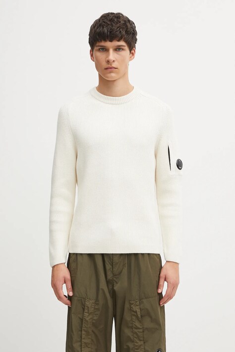 C.P. Company sweter męski kolor beżowy ciepły 19CMKN015A006608A