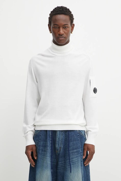 C.P. Company sweter z wełną męski kolor beżowy lekki 19CMKN035A005528A
