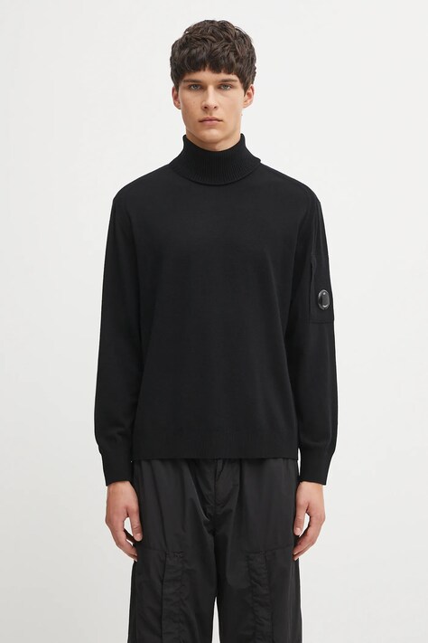 C.P. Company sweter z wełną męski kolor czarny lekki 19CMKN035A005528A