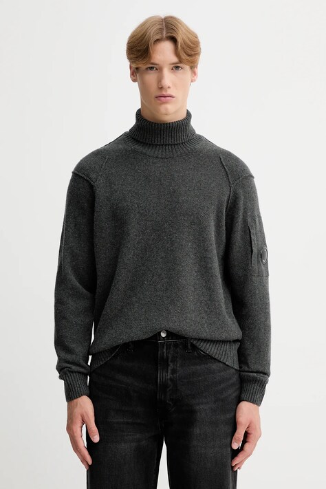 C.P. Company sweter z wełną męski kolor szary z golferm 19CMKN166A110149A