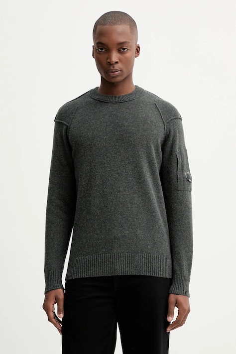 Μάλλινη μπλουζα C.P. Company χρώμα: γκρι, 19CMKN707A110149A
