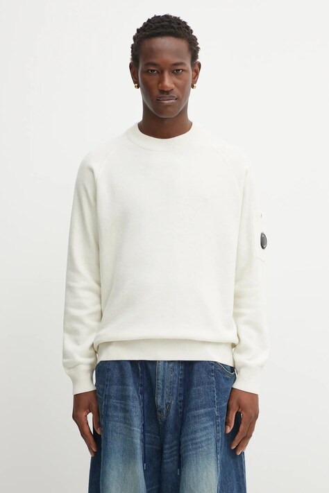 C.P. Company sweter z dodatkiem wełny męski kolor beżowy lekki 19CMKN198A110468A