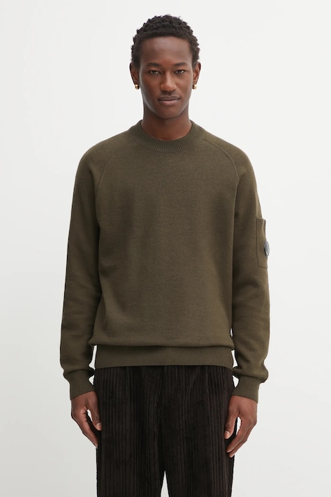 C.P. Company sweter z dodatkiem wełny męski kolor zielony lekki 19CMKN198A110468A