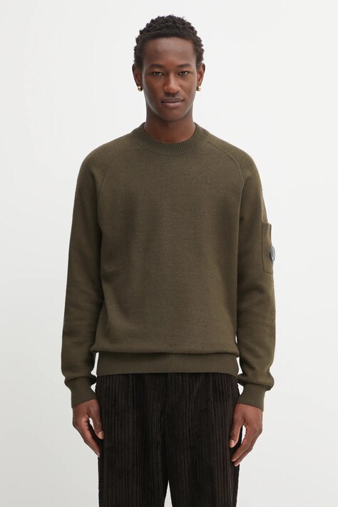 C.P. Company sweter z dodatkiem wełny męski kolor zielony lekki 19CMKN198A110468A