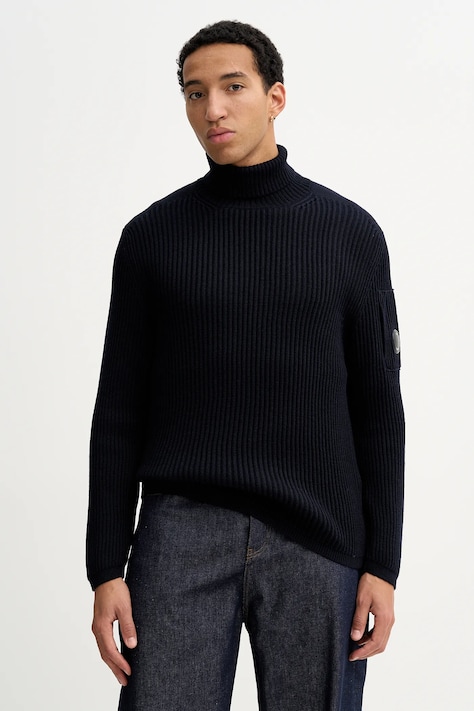 C.P. Company sweter z dodatkiem wełny męski kolor granatowy lekki z golferm 19CMKN220A006595A