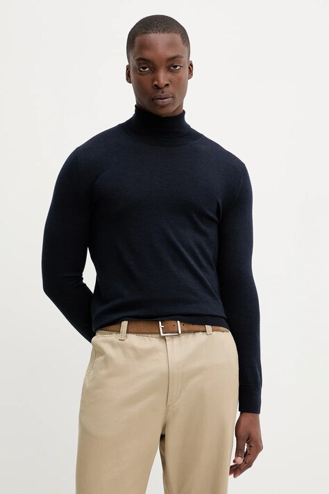 BARENA VENEZIA sweter wełniany Knitwear Camio męski kolor granatowy lekki z golferm KNU5282.429