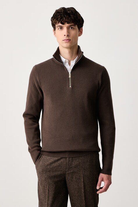 Lindbergh Sweter męski z bawełną brązowy 30.804030
