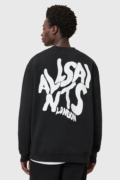 AllSaints bluza bawełniana ORLANDO męski kolor czarny gładka M058NB