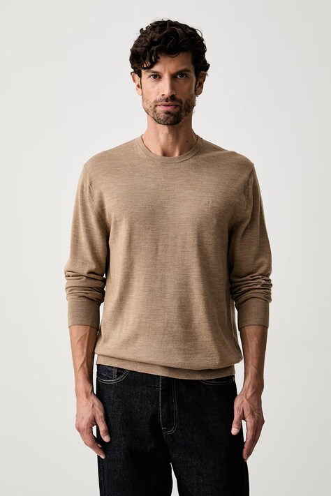Calvin Klein sweter męski wełniany brązowy LV04LB305G