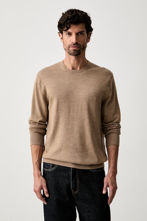 Calvin Klein sweter męski wełniany brązowy LV04LB305G