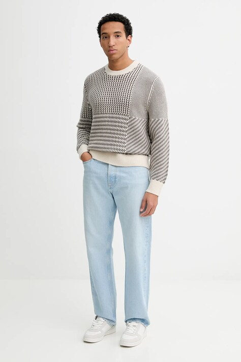 Calvin Klein sweter z dodatkiem wełny męski kolor brązowy LV04LD306G
