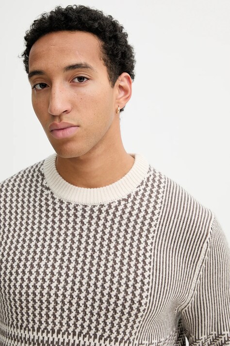 Calvin Klein sweter z dodatkiem wełny męski kolor brązowy LV04LD306G