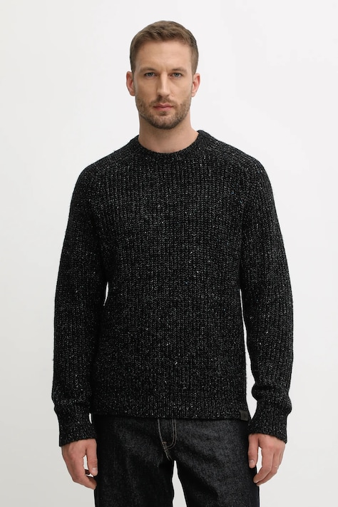 Pulover s dodatkom vune Calvin Klein Jeans boja: crna, tople, LV04RD311G