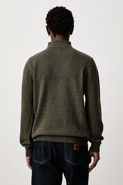 Barbour Sweter męski wełniany NELSON zielony MKN0863