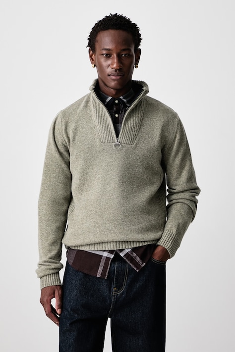Barbour Sweter męski wełniany NELSON zielony MKN0863