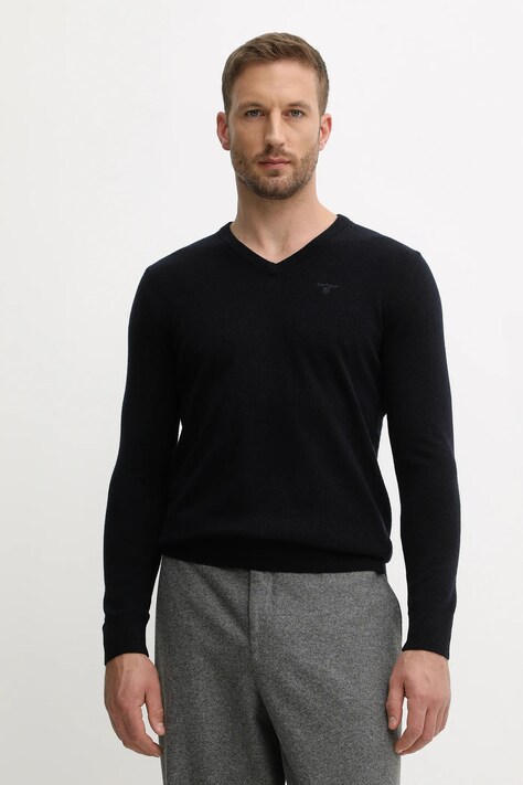 Barbour sweter wełniany męski kolor granatowy lekki MKN0341