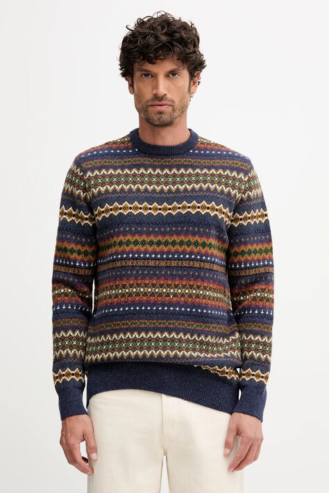 Vlněný svetr Barbour pánský, tmavomodrá barva, MKN1027