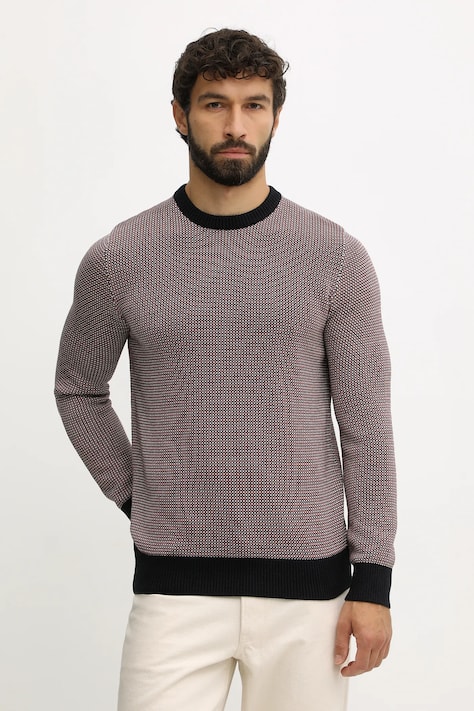 Barbour sweter bawełniany WELLS męski kolor bordowy MKN1665