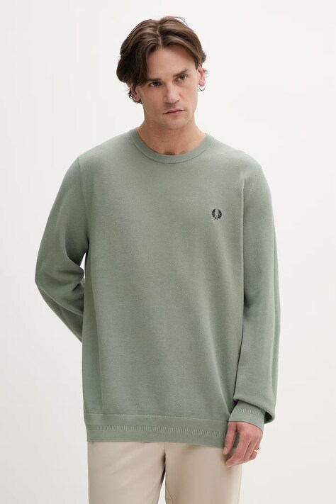 Fred Perry sweter bawełniany męski kolor zielony lekki K1309