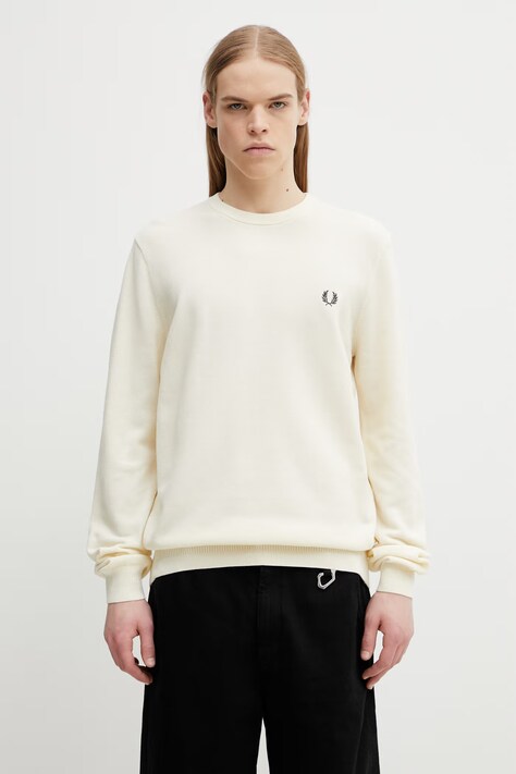 Fred Perry sweter bawełniany kolor beżowy lekki K1309