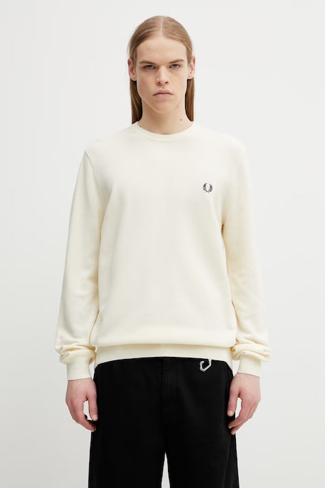 Fred Perry sweter bawełniany kolor beżowy lekki K1309