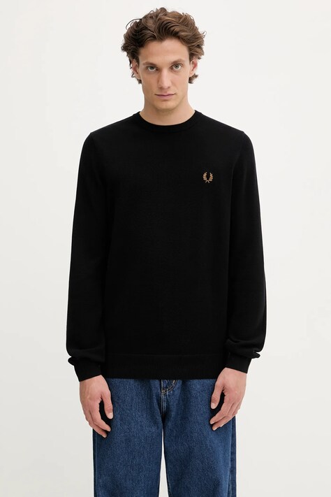 Fred Perry sweter bawełniany męski kolor czarny lekki K1309