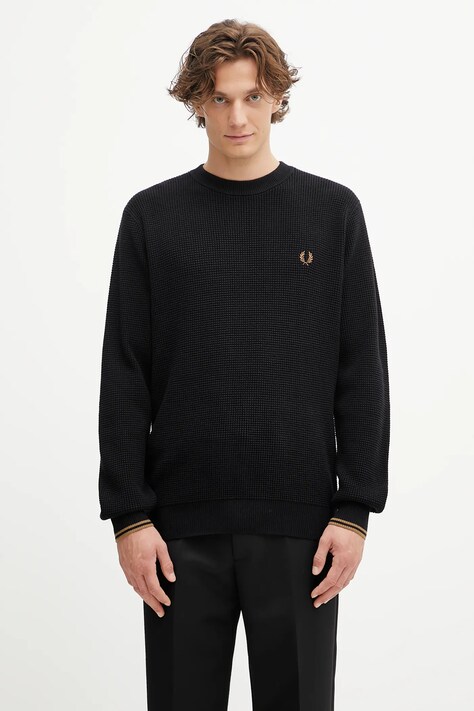 Fred Perry maglione in cotone uomo colore nero K6507
