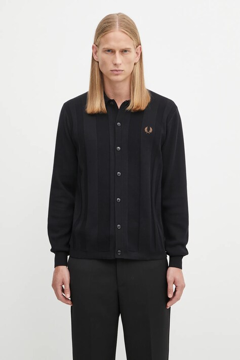 Fred Perry kardigan bawełniany męski kolor czarny K9726