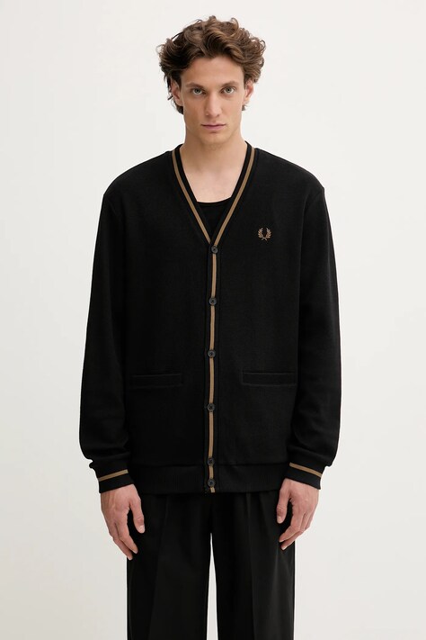 Fred Perry kardigan bawełniany męski kolor czarny M2654