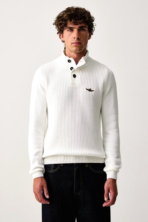 Aeronautica Militare Sweter męski bawełniany beżowy MA1572UL00409