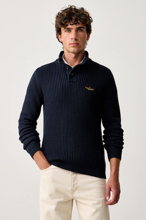 Aeronautica Militare Sweter męski bawełniany granatowy MA1572UL00409