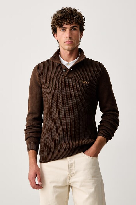 Aeronautica Militare Sweter męski bawełniany brązowy MA1572UL00409