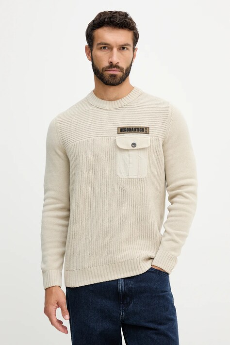 Aeronautica Militare maglione in cotone uomo colore beige  MA1573UL00539