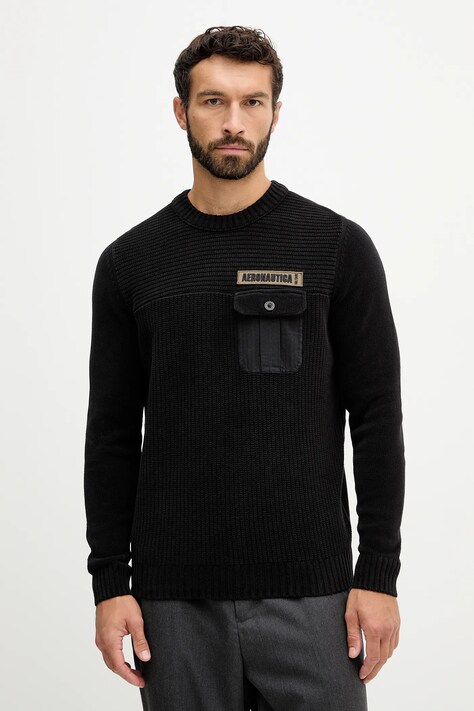 Aeronautica Militare maglione in cotone uomo colore nero  MA1573UL00539