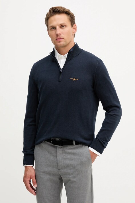 Aeronautica Militare sweter bawełniany męski kolor granatowy lekki MA1578UL00506