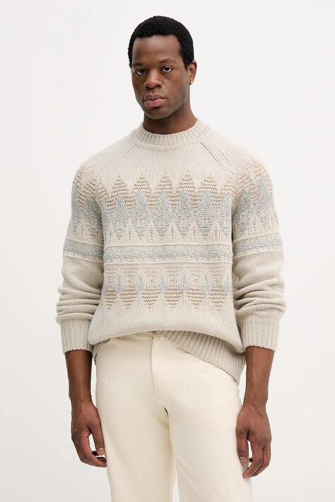 Pulover s dodatkom vune BOSS Orange boja: bež, 50548686