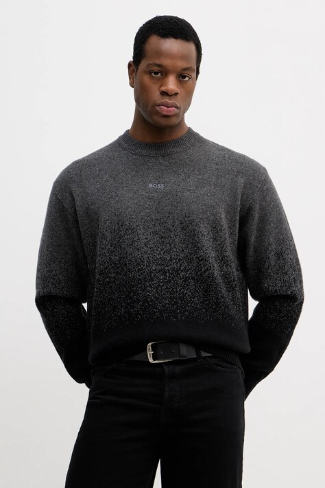 BOSS Orange sweter wełniany męski kolor szary 50548701