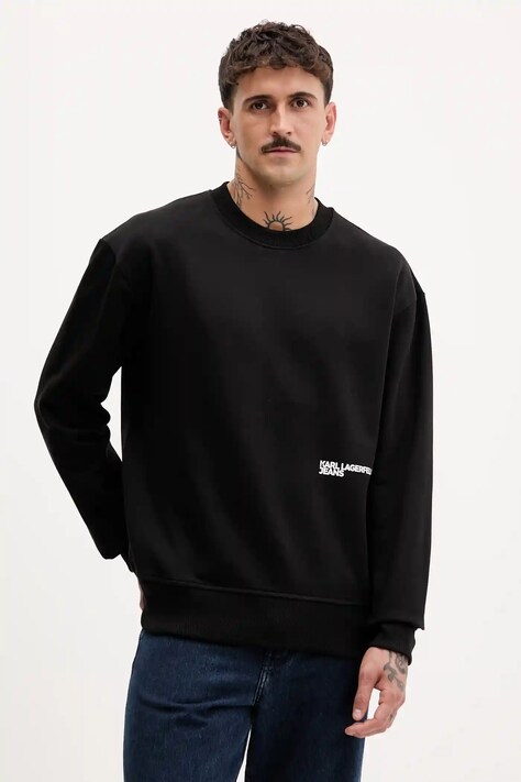 Памучен суичър Karl Lagerfeld Jeans мъжки в черно с принт A4M20014