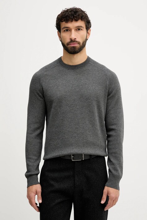 BOSS sweter z dodatkiem wełny męski kolor szary 50549977
