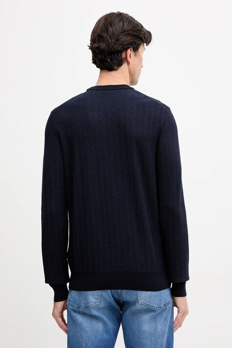BOSS sweter z dodatkiem wełny męski kolor granatowy lekki 50549985