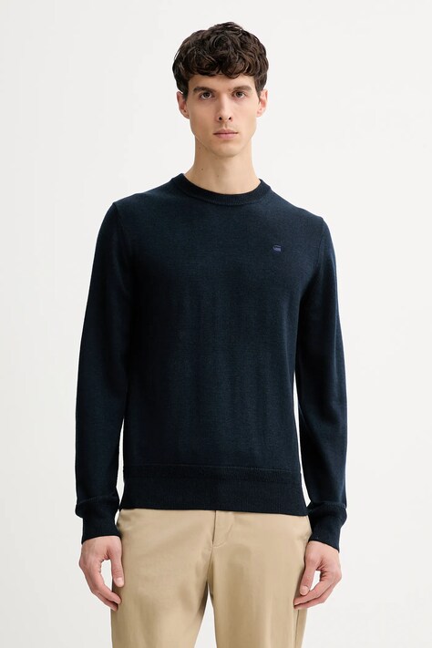 G-Star sweter wełniany 0 męski kolor granatowy lekki D27686.B692