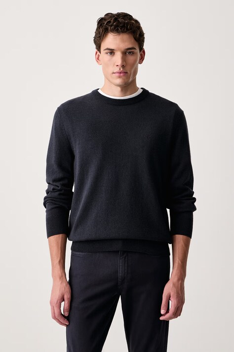 Marc O'Polo Sweter męski z dodatkiem wełny granatowy 5000009032