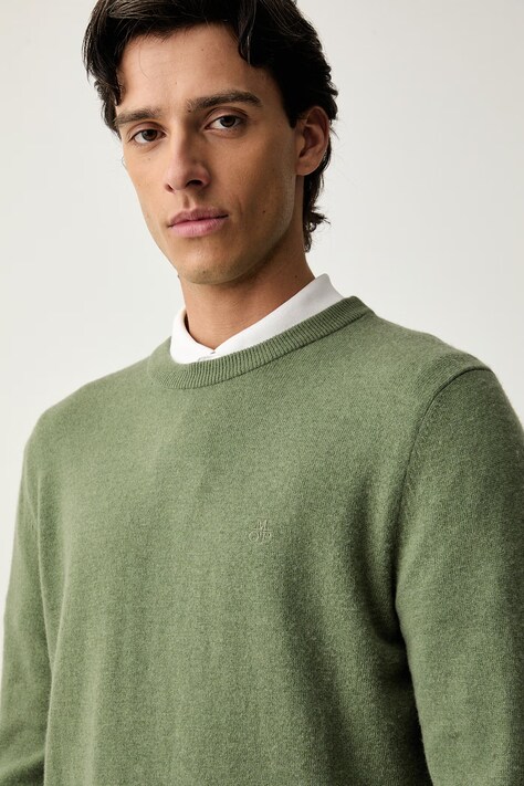 Marc O'Polo светр чоловічий з додаванням вовни — AW25-SWM0I6, зелений — фото 4